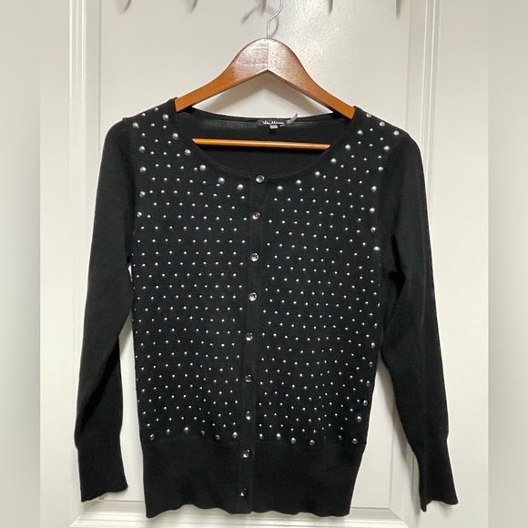vila Milano Sweaters - Black Cardigan with Silver Studs